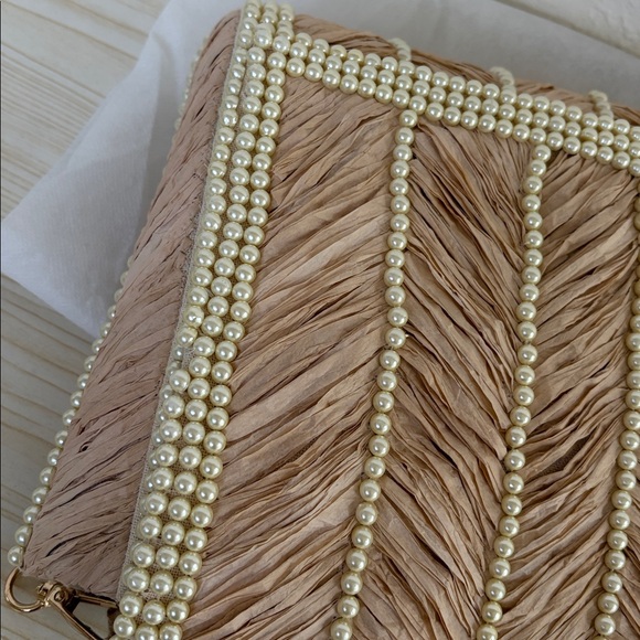 Anthropologie Rafia- Pearl Embellished Clutch - Picture 6 of 8